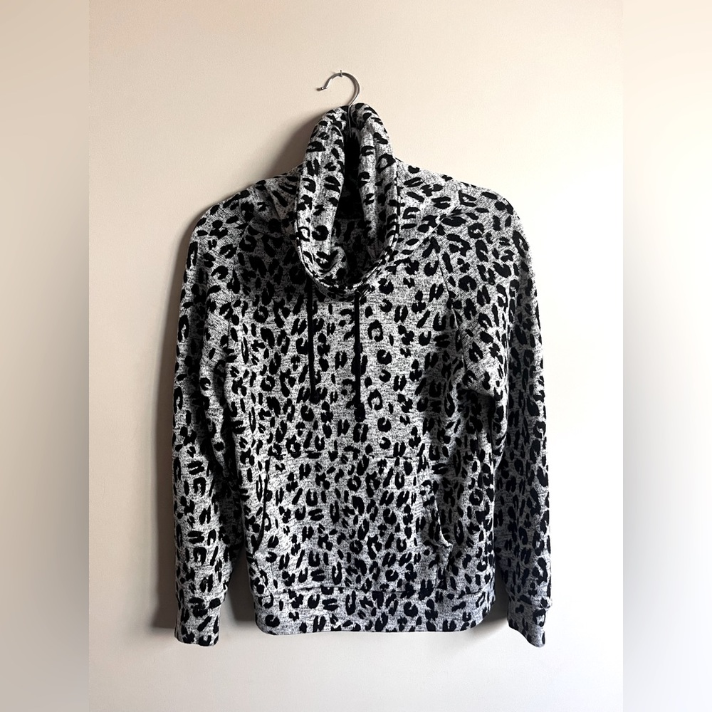 Knit Leopard Print Cowl Neck Sweater